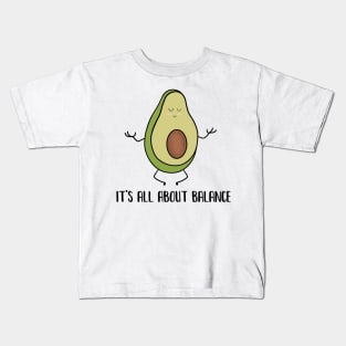 Avocado Doing Yoga, Funny Zen Mediation, Balance Kids T-Shirt